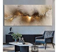 HOLEILUCK Grigio Giallo Nuvola Pittura a Olio di Arte Astratta Poster e Stampe su Tela Arte Moderna Immagine di Grandi Dimensioni per la Decorazione della Stanza 90x180 cm (35.43x70.87in) Con Cornice