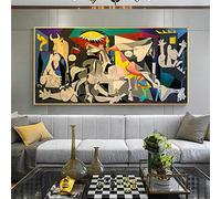 HOLEILUCK Guernica Di Picasso Riproduzioni Di Dipinti Su Tela Famose Stampe Su Tela Wall Art Picasso Immagini Di Grandi Dimensioni Decorazioni Per La Casa 100x200cm/39x78in Con Cornice Dorata