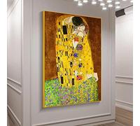 HOLEILUCK Il bacio di Gustav Klimt Dipinti ad olio Stampa su tela Poster e stampe Famose immagini su tela per soggiorno 90x140 cm/35x55 pollici Senza cornice