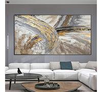 HOLEILUCK Lamina d'oro Dipinto di grandi dimensioni su tela Wall Art Astratto Grigio Pittura Decor Stampe Frameless Wall Art 85x170cm / 33x67in Senza cornice