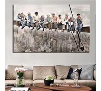 HOLEILUCK Pranzo in cima a un grattacielo Poster New York a colori su tela stampa artistica su tela per soggiorno decorazioni per la casa 90x125 cm/35x49 pollici con cornice