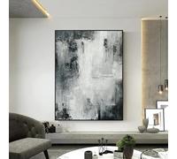 HOLEILUCK Quadro moderno su tela, dipinto astratto grigio bianco, decorazione per ufficio, su tela, stampe artistiche da parete incorniciate per soggiorno, 60x90 cm/24x36 in con cornice nera