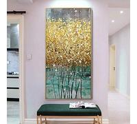 HOLEILUCK Quadro su Tela Astratta Dorata di Grandi Dimensioni Stampe in Oro Verde Quadri Moderni di Lusso Cuadros per Soggiorno Decorazioni per la casa 35x70cm/14x28in Senza Cornice