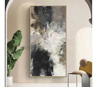 HOLEILUCK Quadro su tela astratto grigio e bianco Decorazione per camera da letto Dipinti moderni Stampe di grandi dimensioni Immagini per soggiorno 80x180 cm/31x71 pollici Senza cornice