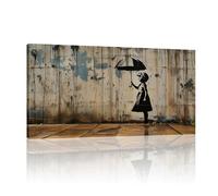 HOLEILUCK Quadro su tela Banksy per soggiorno Little Girl Graffiti Street Art Stampa Pop Art Artwork Decor Immagini da parete vintage 100x200 cm/39x78 pollici Con cornice
