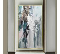 HOLEILUCK Quadro su tela incorniciato con strisce verticali grigie e bianche. Stampa artistica moderna da parete per la decorazione domestica 75x130 cm/28x51 pollici con cornice dorata