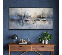 HOLEILUCK Stampe artistiche da parete Opere d'arte astratte Blu e grigio Bianco Decor Stampe moderne su tela da parete Arte senza cornice Decorazione da parete 70x180cm/28x71in Senza cornice