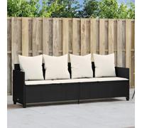 Holepyr Sdraio da giardino, in polyrattan, nero, con cuscino, schienale regolabile in 3 posizioni, poggiapiedi a 2 posizioni, 204 x 55 cm, per terrazza, balcone, piscina, spiaggia e benessere