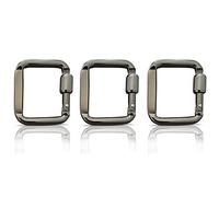 Holesto® Set di 3 moschettoni quadrati - Mini moschettoni - Portachiavi - Moschettone a vite - Moschettone nero piccolo - Moschettone Alluminio (Grigio 5 x 4,5 cm)