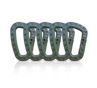 Holesto® Set di 5 Moschettoni in Plastica - Moschettone Nero Tattico Militare - Clip da Esterno Grande - Molle a D - Gancio in Plastica Resistente - Carabiner - 5 Pezzi (Verde)