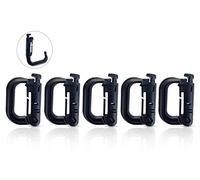 Holesto® Set di 5 Moschettoni in Plastica, Moschettone Nero, Tattico Militare, Set di Moschettone Plastica, Moschettone da Esterno, Moschettone Grande, Molle a D /5 Pezzi (Molle)