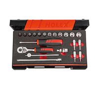 HOLEX Set di chiavi a bussola con attacco quadro 1/4" 21pz., Modello: 6 Quantità:21