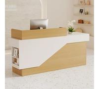HOLGVE Banco Reception, Reception Front Desk, Banco Cassa In Piedi, Tavolo Cassa for Hall, Banco Cassa In Legno for Computer, for Negozio di Abbigliamento, Reception Aziendale(Brown,55.1inchx140cm)