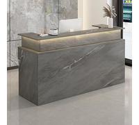 HOLGVE Banco Reception, Reception Front Desk Con Cassetti Chiudibili Chiave, Front Desk In Legno Con Computer, Bancone Reception, Tavolo da Bancone for Cassa for Negozi Al Dettaglio(Gray,55.1inchx140c