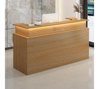 HOLGVE Banco Reception, Reception Front Desk Con Cassetti Chiudibili Chiave, Front Desk In Legno Con Computer, Bancone Reception, Tavolo da Bancone for Cassa for Negozi Al Dettaglio(Brown,51.1inchx130