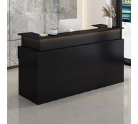 HOLGVE Banco Reception, Reception Front Desk Con Cassetti Chiudibili Chiave, Front Desk In Legno Con Computer, Bancone Reception, Tavolo da Bancone for Cassa for Negozi Al Dettaglio(Black,51.1inchx130