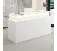 HOLGVE Banco Reception, Reception Front Desk Con Cassetti Chiudibili Chiave, Front Desk In Legno Con Computer, Bancone Reception, Tavolo da Bancone for Cassa for Negozi Al Dettaglio(White,55.1inchx140