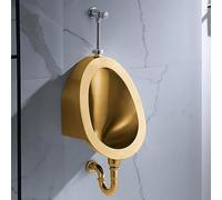 HOLGVE Orinatoio in Acciaio Inossidabile 304, Orinatois A Parete for Uomo con Valvola di Scarico a Pressione Manuale, Orinatoi Commerciali ad Alta Efficienza, for Bagno(Gold,Wall Row)