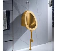 HOLGVE Orinatoio in Acciaio Inossidabile 304, Orinatois A Parete for Uomo con Valvola di Scarico a Pressione Manuale, Orinatoi Commerciali ad Alta Efficienza, for Bagno(Gold,Ground Row)