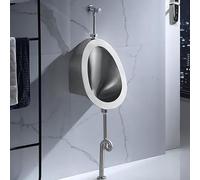 HOLGVE Orinatoio in Acciaio Inossidabile 304, Orinatois A Parete for Uomo con Valvola di Scarico a Pressione Manuale, Orinatoi Commerciali ad Alta Efficienza, for Bagno(Silver,Ground Row)