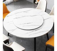 HOLGVE Piano Rotondo Pieghevole, Tavolo Rotondo Pieghevole a Doppio Strato, Piano del Tavolo Rotondo Pieghevole a 4 Pieghe con Disco Rotante(White,180cm/70in+120cm/47in)