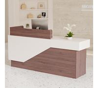 HOLGVE Reception Desk, Reception Front Desk Con Spazio Di Archiviazione, Computer In Piedi, Tavolo Da Cassa In Legno For Negozi, For Salone Ufficio Ristorante, Piccolo Negozio(Natural,55.1inchx140cm)