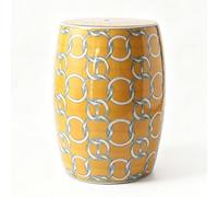 HOLGVE Sgabello da Giardino da 17,5" in Ceramica Per Interni ed Esterni, Giallo, Classico, Tradizionale, Mediterraneo, Cottage for Soggiorno, Giardino, Esterno, Casa