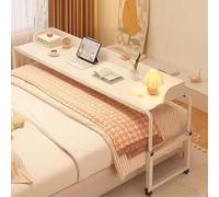 HOLGVE Tavolino Servitore Regolabile con Ruote, Scrivania Servitore Altezza Regolabile, Tavolino da Letto King Size, Tavolini con Vassoio Mobile(White,140x40cm/55.1x15.7in)