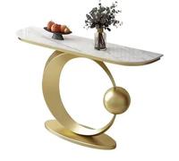 HOLGVE Tavolo Consolle, Consolle Ingresso, Tavolino da Divano Contemporaneo, con Base Geometrica, Tavolino Dietro Divano, Tavolino da Ingresso for Soggiorno, Ingresso(Gold-B,59inch/150cm)