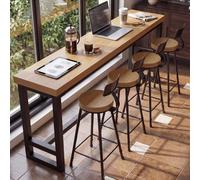 HOLGVE Tavolo da Bar Lungo e Stretto con Altezza del Bancone Il Bar Di Casa | Tavolo da Bar con Piano Legno Massello Spesso 5 Cm Struttura Metallo Saldato Acciaio Al Carbonio(Natural,102.3"x15.7"x40.9")