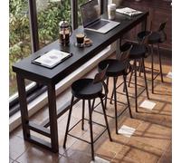HOLGVE Tavolo da Bar Lungo e Stretto con Altezza del Bancone Il Bar Di Casa | Tavolo da Bar con Piano Legno Massello Spesso 5 Cm Struttura Metallo Saldato Acciaio Al Carbonio(Black,94.4"x15.7"x40.9")