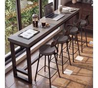 HOLGVE Tavolo da Bar Lungo e Stretto con Altezza del Bancone Il Bar Di Casa | Tavolo da Bar con Piano Legno Massello Spesso 5 Cm Struttura Metallo Saldato Acciaio Al Carbonio(Gray,78.7"x15.7"x40.9")