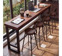 HOLGVE Tavolo da Bar Lungo e Stretto con Altezza del Bancone Il Bar Di Casa | Tavolo da Bar con Piano Legno Massello Spesso 5 Cm Struttura Metallo Saldato Acciaio Al Carbonio(Brown,62.9"x15.7"x40.9")