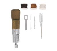 Holibanna 1 Set di punteruolo da Cucito - Manico in Legno, Punta da Cucito in Pelle con Filo Cerato da 0,8 mm, Aghi, cacciavite per progetti Artigianali di e Riparazione di Scarpe