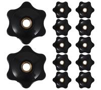 Holibanna 12 Pomelli a Stella Neri Filettati 1/4" con Dado Zigrinato Femmina Manopole di Serraggio Manuale Ergonomiche per Utensili e Macchinari Industriale Set da 12 Pezzi per