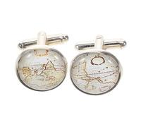 Holibanna 1paio Manicotti Stile Vintage Con Mappa Del Mondo Eleganti Accessori Per Camicie Da Uomo Cufflinks Rotondi Per Matrimoni e Eventi Formali Unico Per Uomini
