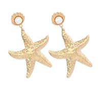 Holibanna 1paio Orecchini Perla Lega Dorata Stella Marina Accessorio Elegante Per Donne Perfetti Per Compleanni e Occasioni Speciali