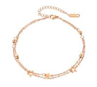 Holibanna 1pezzi Cavigliera Inossidabile Per Donne Ciondolo Stella Due Strati Gioielli Eleganti Per Occasioni Quotidiane e Festive Per Amiche e Famigliari