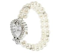 Holibanna 1pezzi Orologio Da Donna Con Doppia Di Perle Sintetiche Bracciale Elastico Elegante e Pratico Cinturino in Perle Scala Digitale Chiara