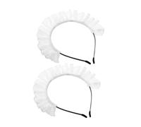 Holibanna 2 Pezzi Fasce per Capelli Lolita in Pizzo Bianco Cerchietti Ruches Eleganti per Cosplay e Festa Accessori Vintage per Costume da Cameriera e Tea Party