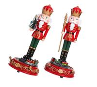 Holibanna 2 Pezzi Nutcracker Figurines con Musica e Movimento Decorazioni Natalizie Sicure e Resistenti per Tavolo Mensola e Casa Centrotavola Tradizionale con Trenino Rotante