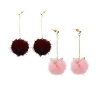 Holibanna 2paia Orecchini Pompom Con Orecchie Di Gatto Di Orecchini Pendenti Per Donne e Ragazze Gioielli Invernali Con Palline Di Colorate Accessorio Modaiolo Per Eventi e Occasioni
