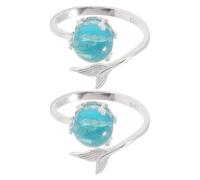 Holibanna 2pezzi Anello Mermaids Di Regolabile Con Design Unico Di Pesce e Dettagli Cristallo Da Gioielli Ispirati All Oceano Per Donne
