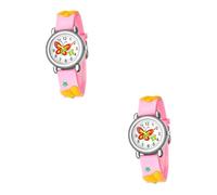 Holibanna 2pezzi Orologio Per Ragazzo Ragazza Con Motivo Farfalla Orologio Cartone Per Ragazze e Ragazzi Design Adorabile e Leggero Per Uso Quotidiano e Regali