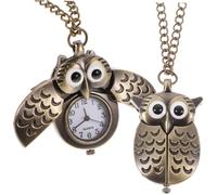 Holibanna 2pezzi Retro Alloy Owl Pocket Watch Vintage Design Accurate Quartz Movement Durable Materials