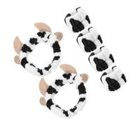 Holibanna 2sets Fasce Per e Bracciali Stile Mucca Morbidi Accessori Per Spa e Makeup Per Donne e Ragazze Per Lavaggio Viso e Della