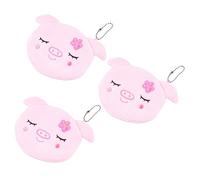 Holibanna 3pezzi Portafoglio Forma Di Maialino Rosa Borsa Porta Monete Peluche Piccolo e Leggero Per Chiavi e Cambiali Accessorio Per Ragazze