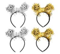 Holibanna 4 Pezzi Fasce Capodanno Donna Cerchietti Decorativi in Tinsel Glitter Oro Argento Accessori Capelli Feste Festive Capelli Capodanno Fasce Morbide e Flessibili per Party