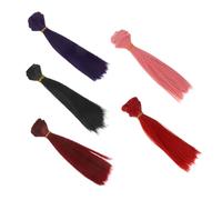Holibanna 5 Pezzi Doll Hair Extensions Kit in High Temperature Synthetic Fiber Straight Wefts for Craft Doll Wig Making And Braiding Mixed Colors