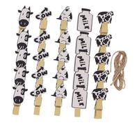 Holibanna 5confezioni Clip Legno Tema Mucca con Cordino per Foto Decorazioni e Fissaggi di Memo per Feste Artigianato e Decorazioni per La Casa